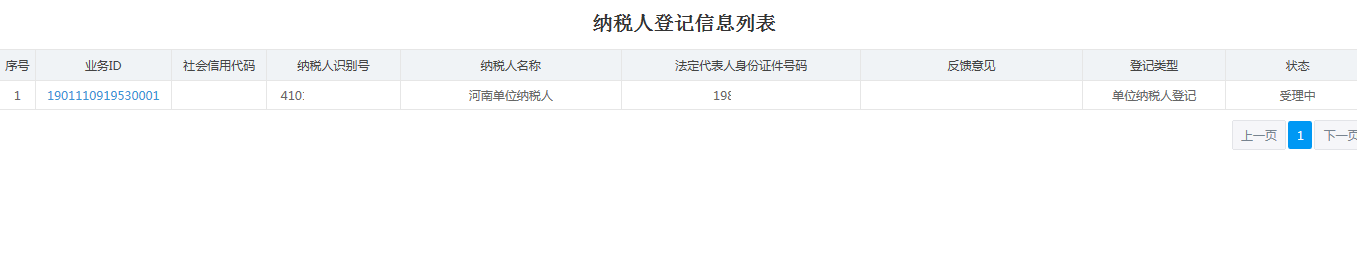 河南省电子税务局纳税人登记信息表