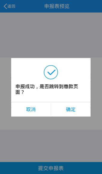 申报成功后提示成功