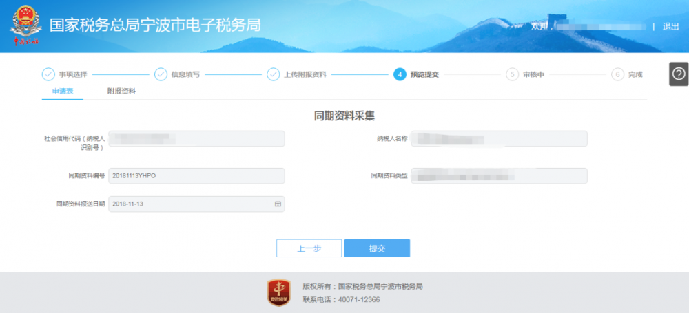 宁波市电子税务局特别纳税调整相关资料报送预览提交