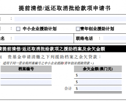 提前清偿 / 返还取消批给款项申请书